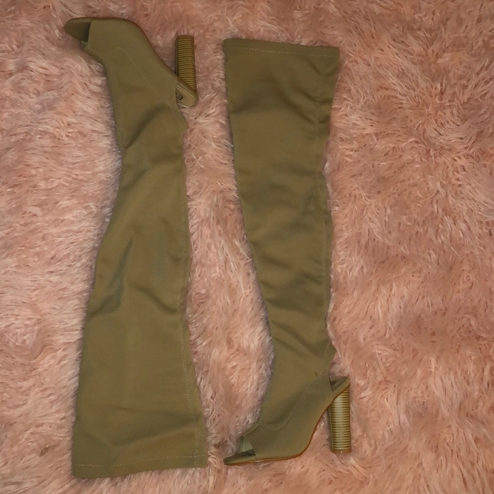 Open toe thigh high boots